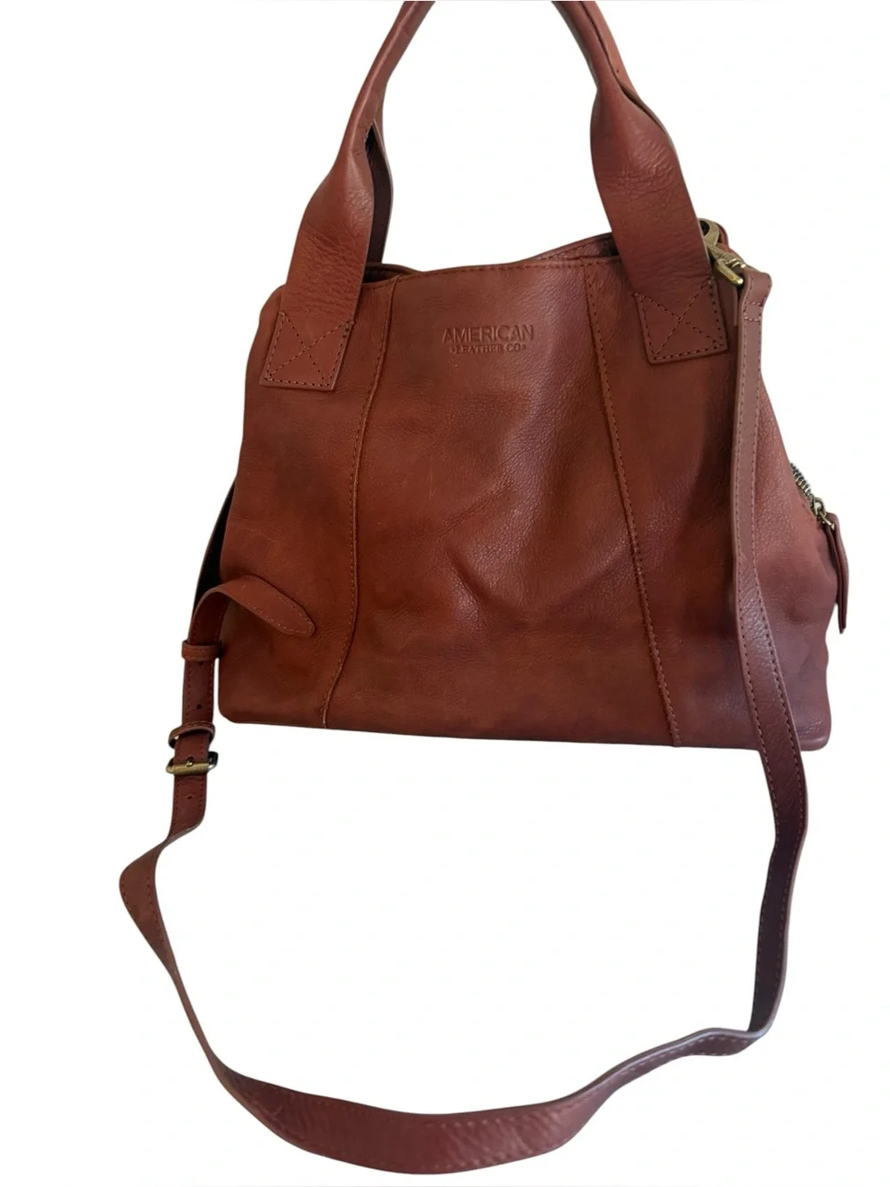 American Leather Co. Ada Triple Entry Leather Satchel